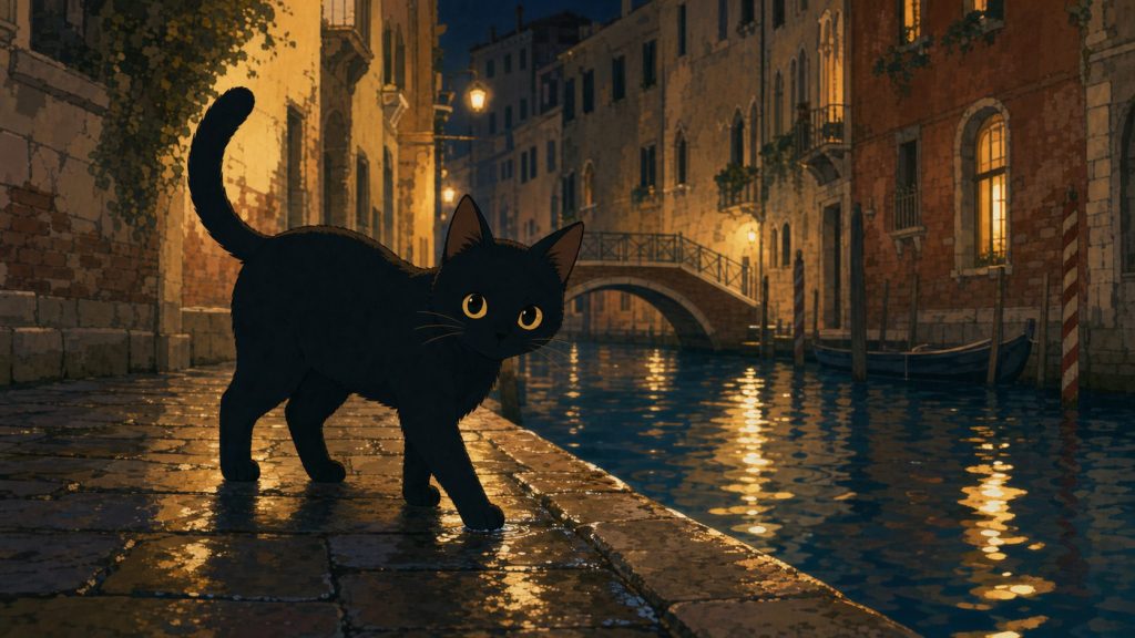 黒猫ネロが水の都へ足を置く、ピクサー新作『水の都のネロ』の湿った手触り